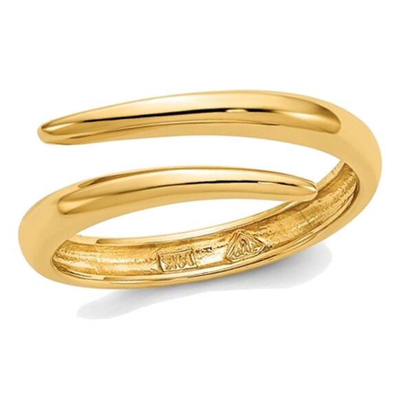14K Yellow Gold Polished Bypass Ring Band (size 7)